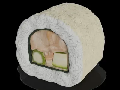 Sushi Eel squid in tempura cucumber tempura chips teriyaki sauce 3D model