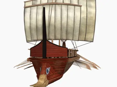 Low-poly Greek Trireme Low-poly 3D model
