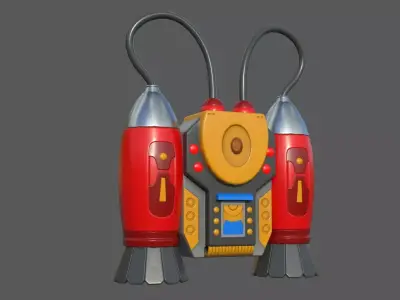 Stlized JetPack Group - 3 Pieces Low-poly 3D model