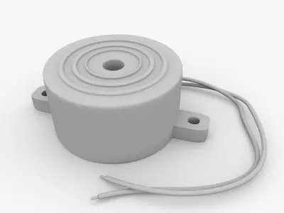 Buzzer speaker with wires 3D model