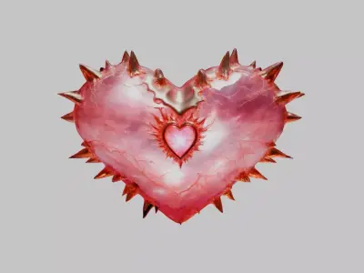 Valentines Day Thorny Heart - 3D Model of a stylized Heart Low-poly 3D model