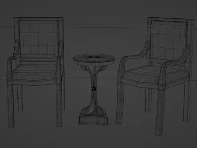 Set Wooden Furniture 4 3D model