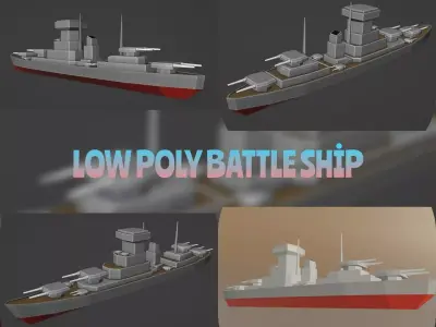 low poly battle ship Low-poly 3D model