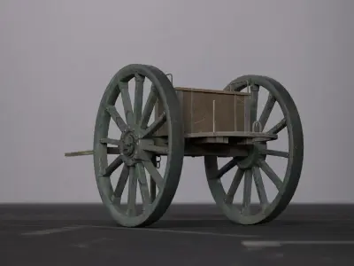 Wooden cart Low-poly 3D model