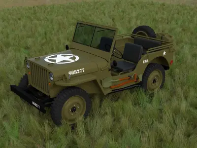 Full w chassis Jeep Willys MB Military HDRI 3D model