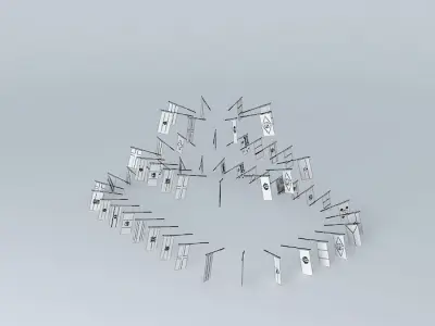 wtcflag tree made of metal pins Free 3D model