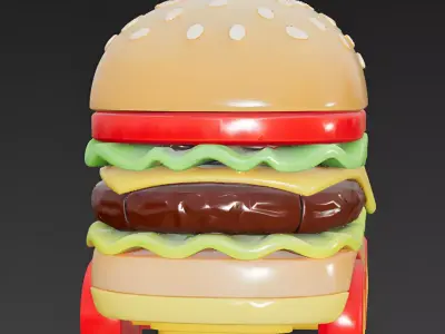Patty Pilot Giant Burger Toy Truck 3D Model Low-poly 3D model