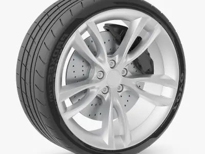 Sport Car Wheel with Grey Caliper 3D model