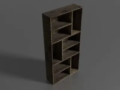 Wooden bookcase Free low-poly 3D model