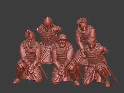 Kievan Rus Prisoners Medieval 3D Printable Miniatures STL Set 3D print model