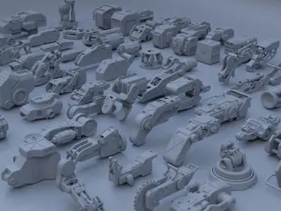 60 Sci Fi kitbash parts-1 3D model