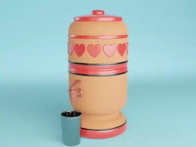 Filtro de barro brasileiro e copo de aluminio 3D Free 3D model