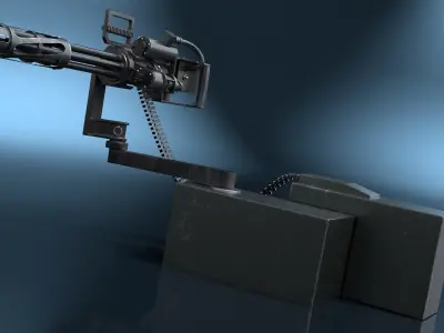Helicopter Minigun Turret 3D model