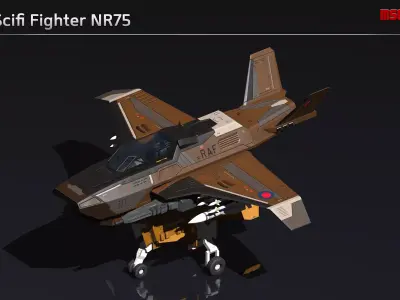 Scifi Fighter NR75 Low-poly 3D model