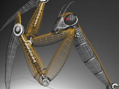 Praying Mantis Robot RIGGED Low-poly 3D model