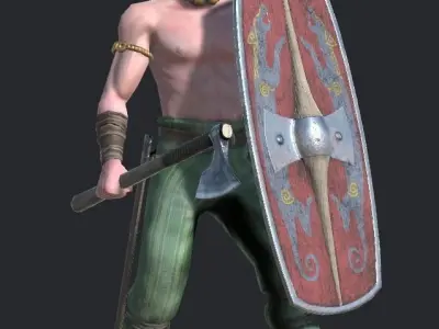 Greid celtic warrior Low-poly 3D model