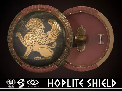 Hoplite Shield Gryphon Low-poly 3D model