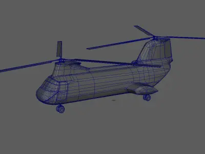 Lowpoly CH-46 Helicopter 3D Model Low-poly 3D model