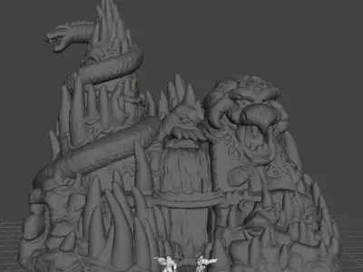 6MM SCALE SNAKE MOUNTAIN MINIATURE MODEL FANTASY OR SCIFI GAMES 3D print model
