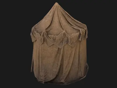 Cylindrical Tent Market Stall Old Low-poly 3D model