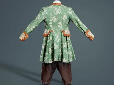 Organic Decorated Historic Costume Low-poly 3D model