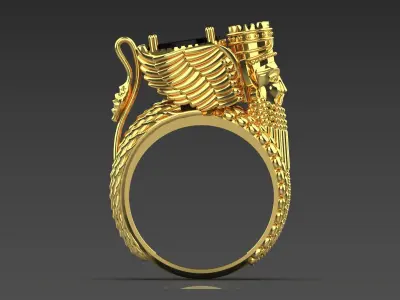 Man ring Achaemenid design with black gem model mr0197 3D print model