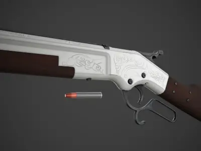 Game Ready Winchester revolver Low-poly 3D model