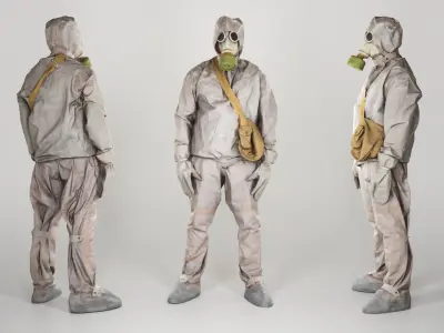 Soviet Liquidator of nuclear accident of Chernobyl 58 Low-poly 3D model