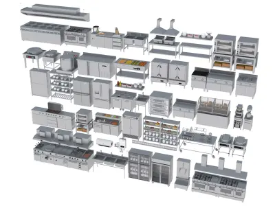 Commercial Kitchen Equipments 3D model