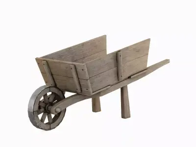 Medieval Wooden Cart 03 Low-poly 3D model