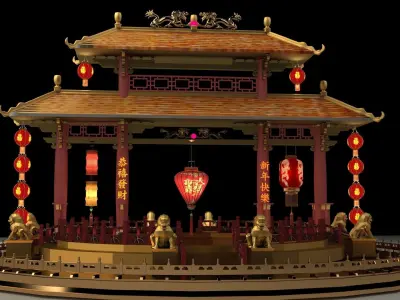 Chinese ancient gate 3D model