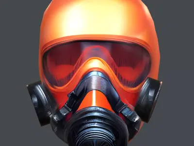 Gas mask helmet scifi Low-poly character art game space  Low-poly 3D model 10