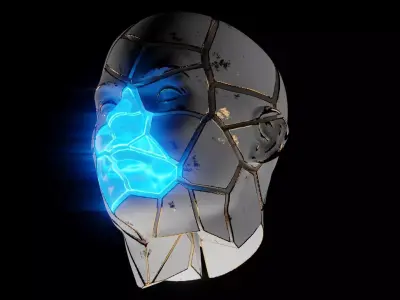 Abstract Cybernetic Fragmented Head 3D model