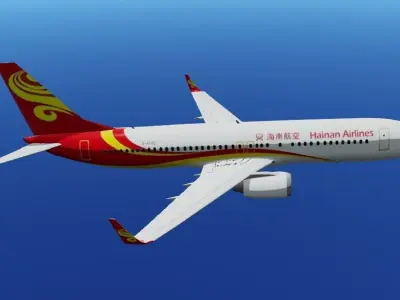 Hainan airlines Boeing 737-800 3D model lowpoly  Low-poly 3D model