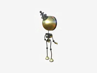 Cute Robot D09 Gold - SciFi Character Design Low-poly 3D model