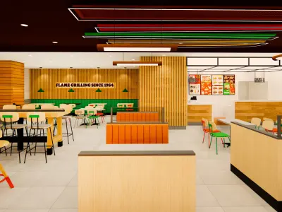 Detailed Burger King Restaurant - Royal Design 1 3D model