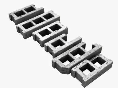 Cinder Block Set Low-poly 3D model