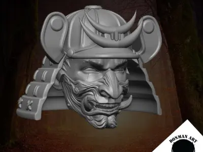 Samurai Demon Head for 6 inch action figures 3D print model