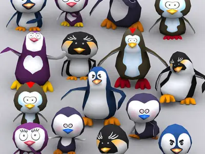 3DRT - Eskimo vs Penguins Low-poly 3D model