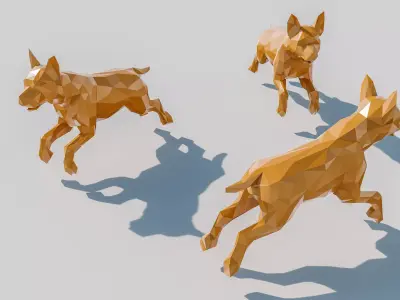 Lowpoly Dog 002 3D model