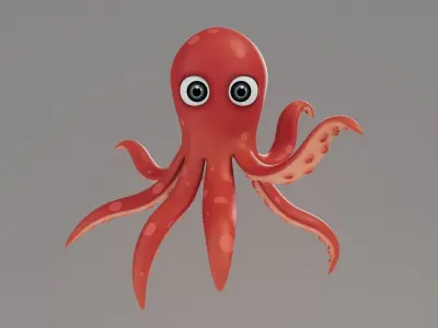 Rigged Cartoon Octopus 3D model