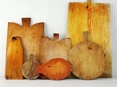 Antique Cutting Boards with Knife 2 3D model