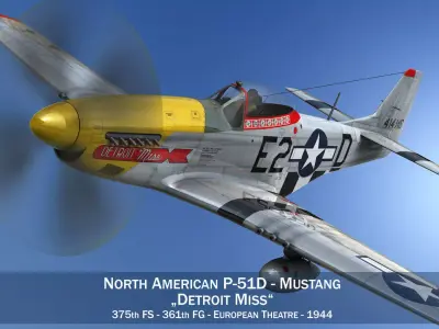 North American P-51D - Detroit Miss 3D model