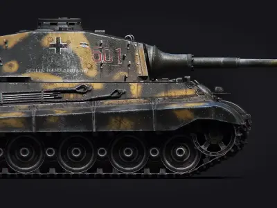Tank Green Khaki Tiger 2 - King Tiger Koenig Tiger Low-poly 3D model