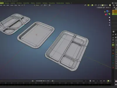Industrial Metal Serving Trays Pack Low-poly 3D model