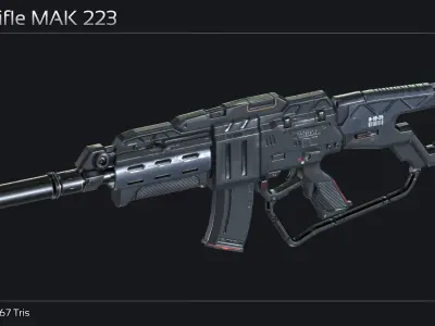 Scifi Assault Rifle MAK 223 Low-poly 3D model