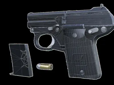 Austrian Steyr-Pieper Model 1909 Pistol  Low-poly 3D model
