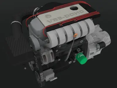  Volkswagen Corrado VR6 12v engine Low-poly 3D model