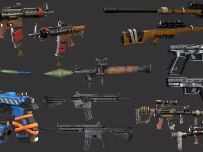  Weapons PBR Collection Low-poly 3D model
