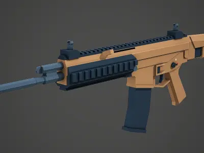 Stylized Bushmaster ACR Rifle Low Poly Mobile Ready Low-poly 3D model